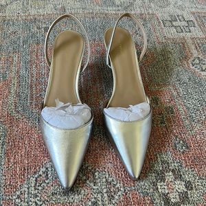 Ann Taylor silver kitten heels